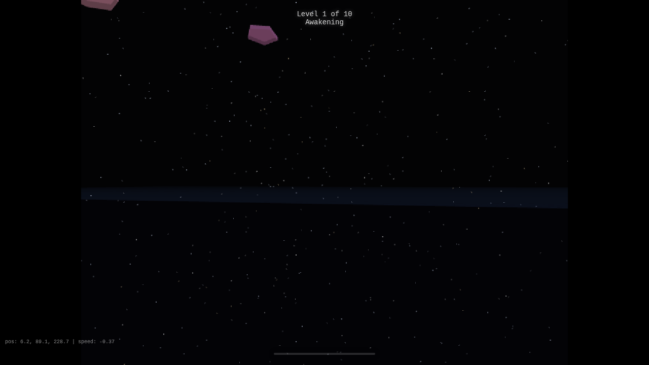 V4: Small pink platforms in space